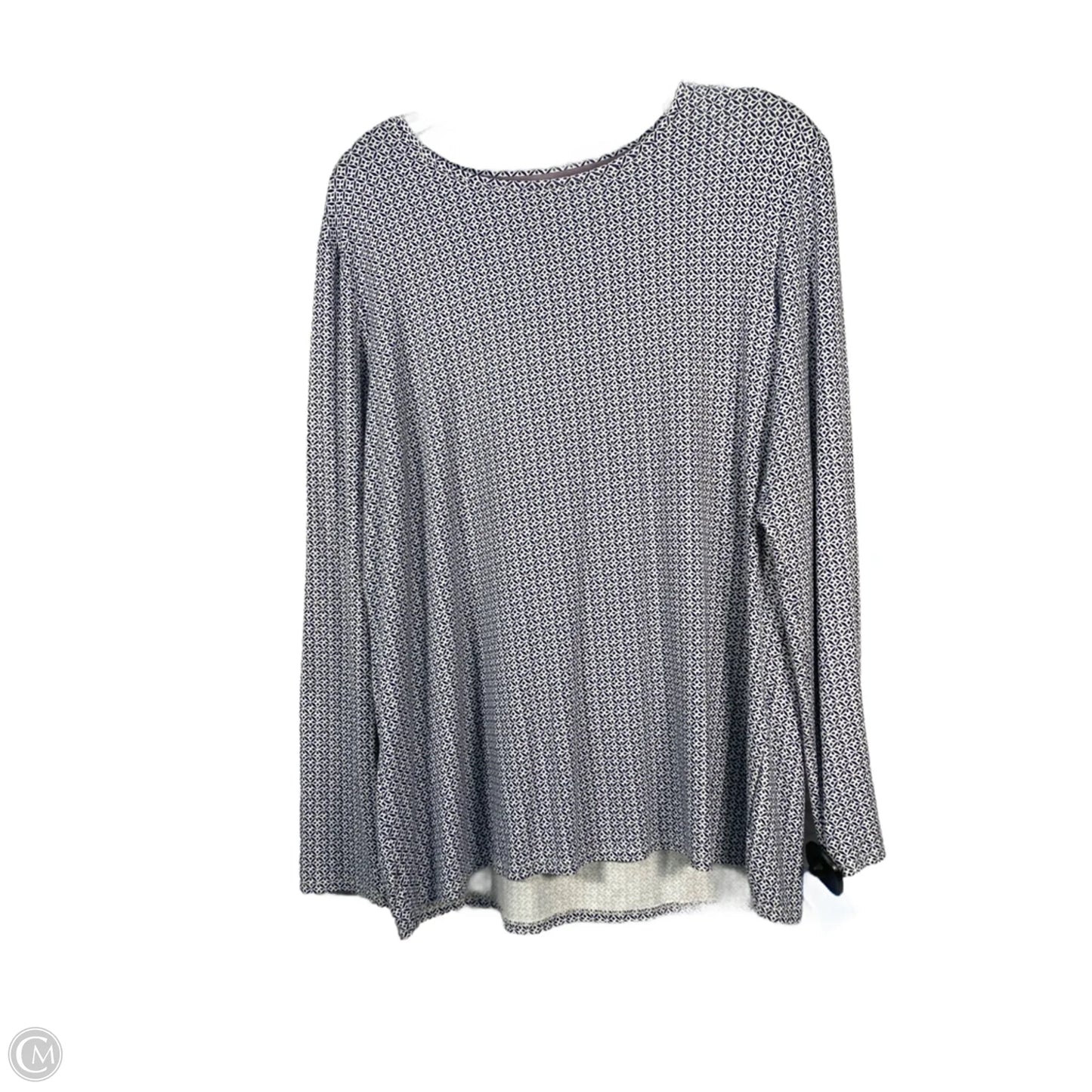 Top Long Sleeve By Chicos In Blue & White, Size: L