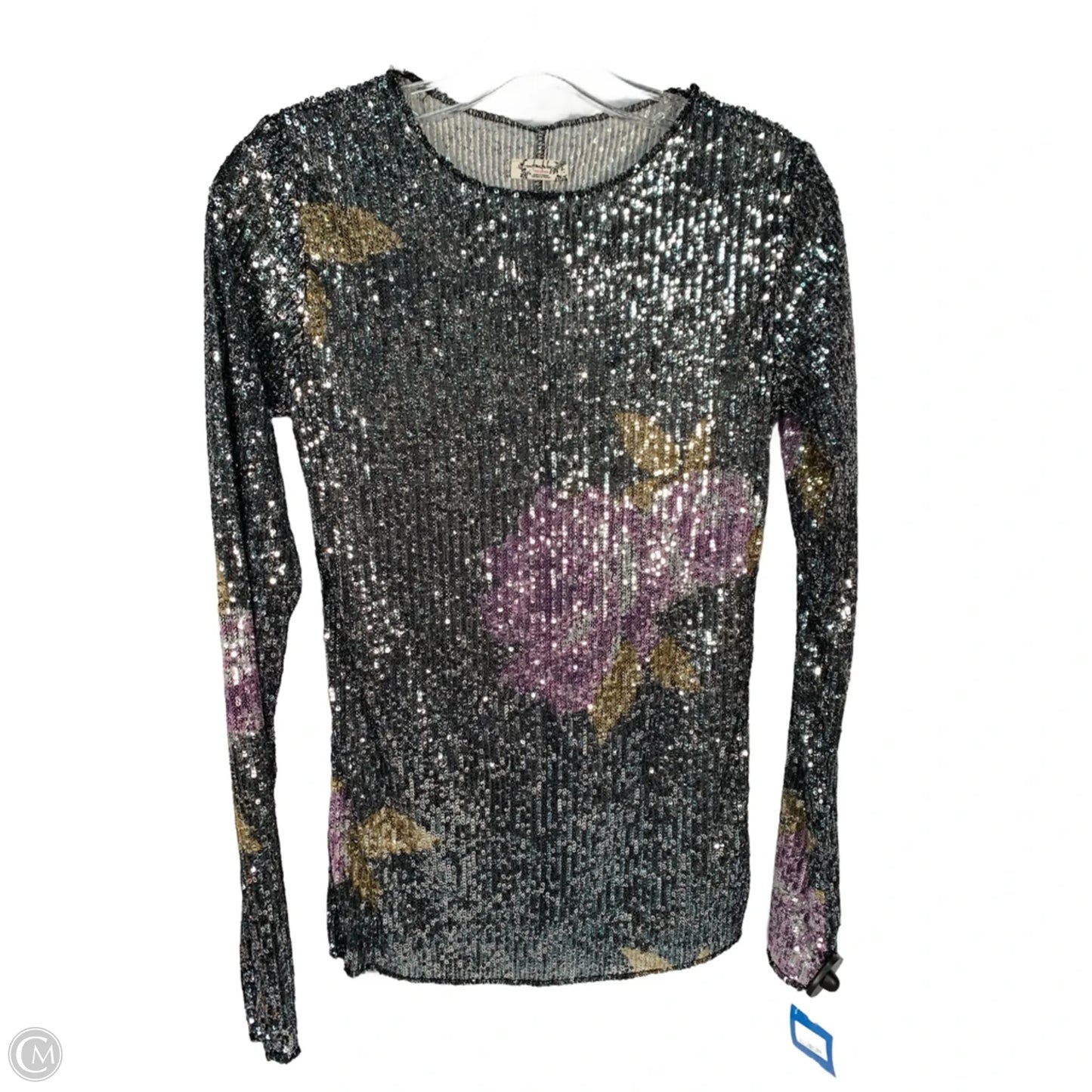 Top Long Sleeve By Free People In Black & Silver, Size: S