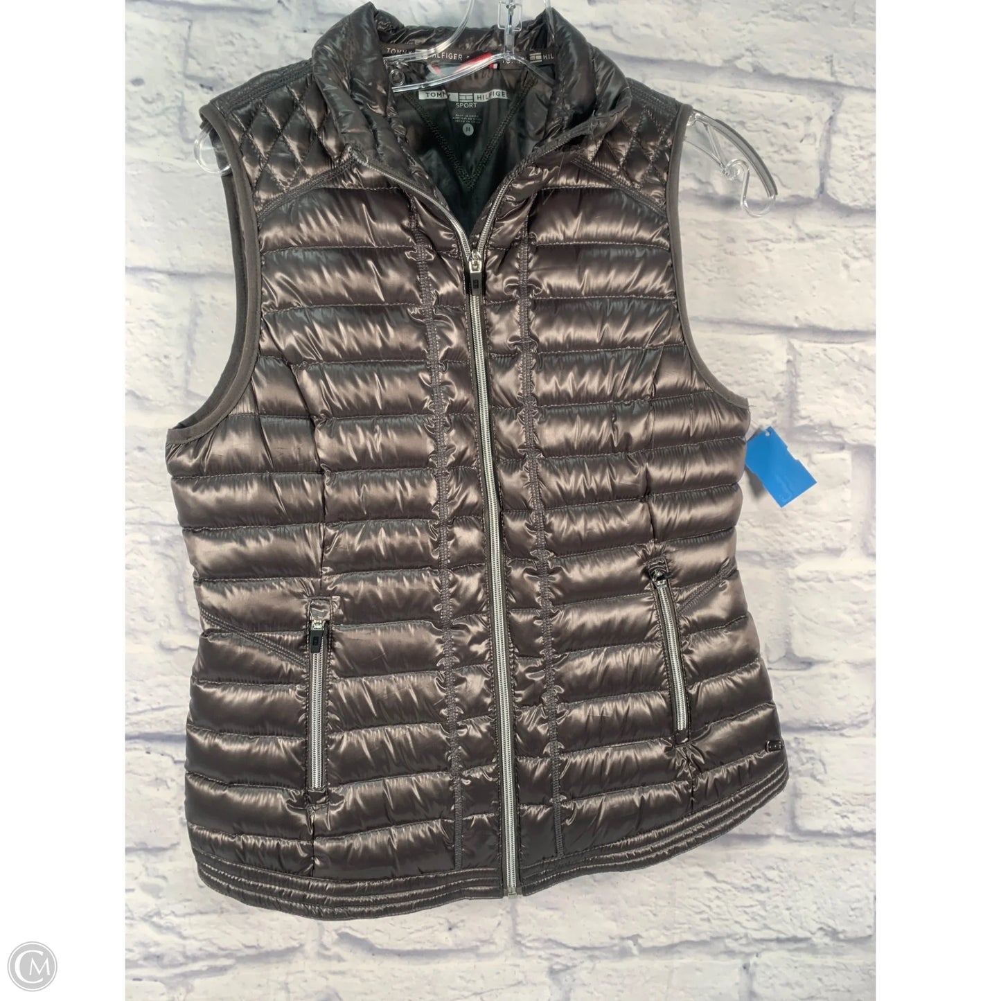 Vest Puffer & Quilted By Tommy Hilfiger In Grey, Size: M