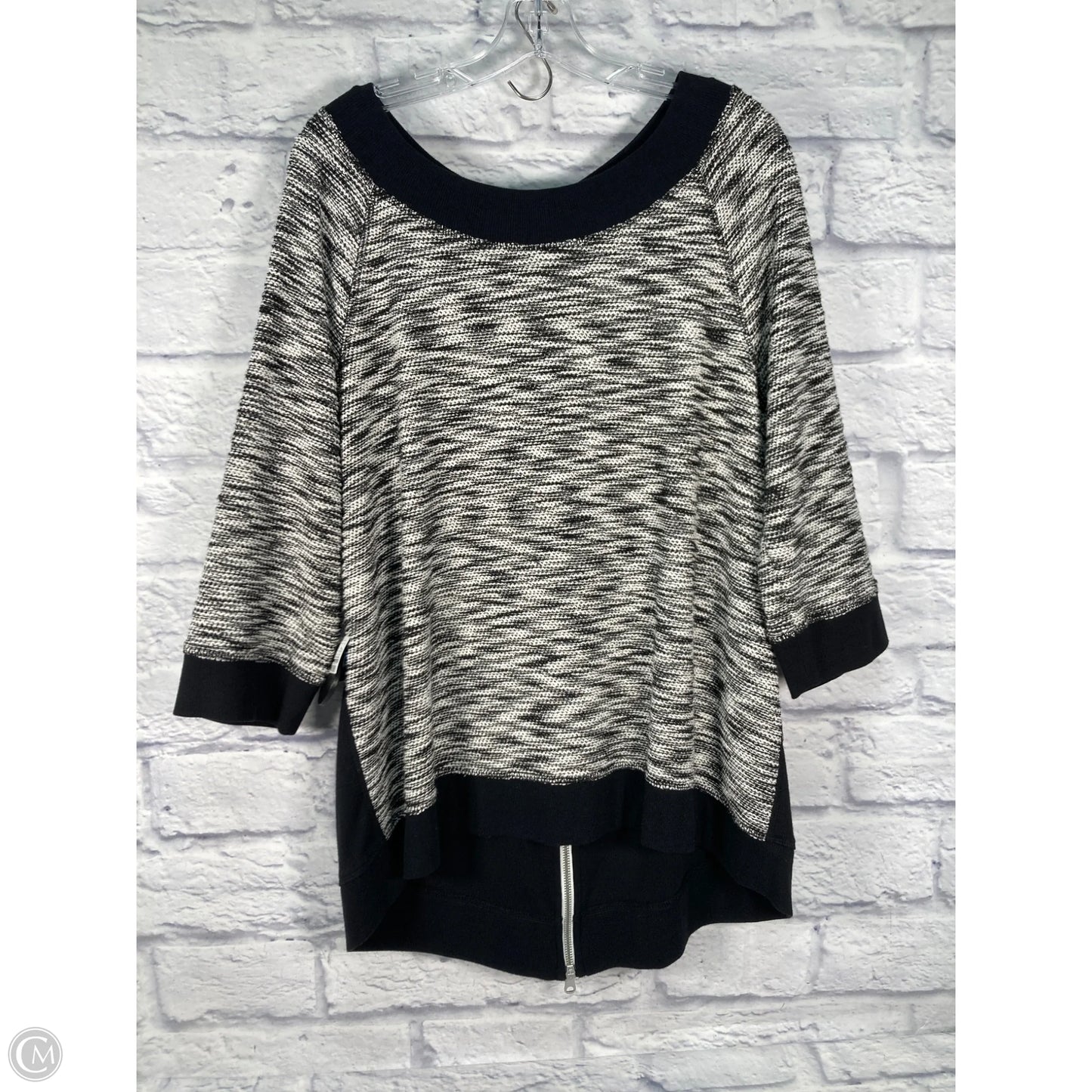 Sweatshirt Crewneck By Chicos In Black & White, Size: Xl