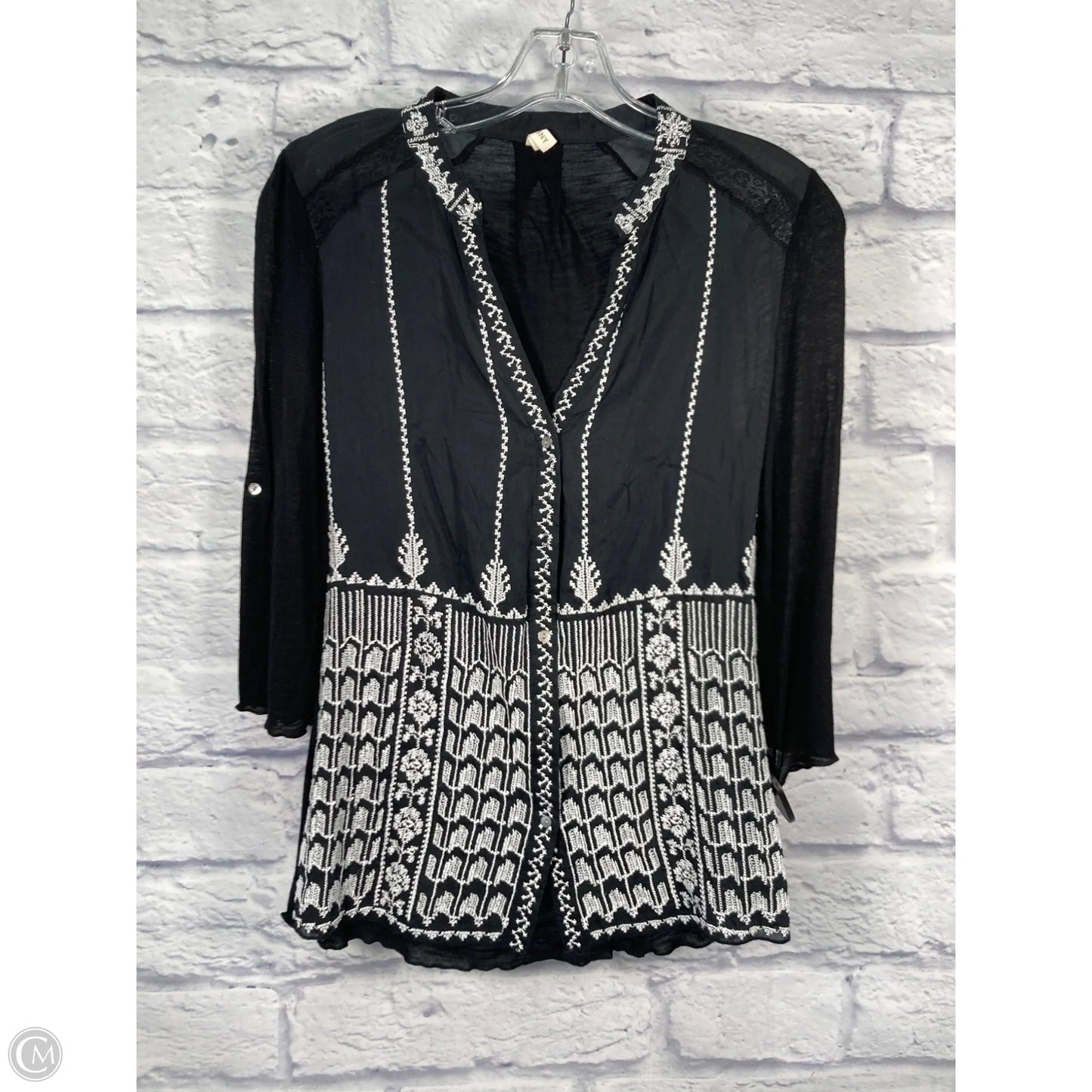 Top 3/4 Sleeve By Tiny In Black & White, Size: Xs