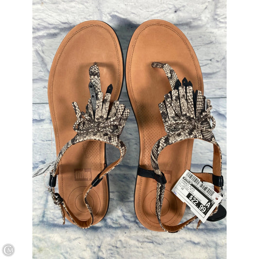 Sandals Flats By Fitflop In Snakeskin Print, Size: 10