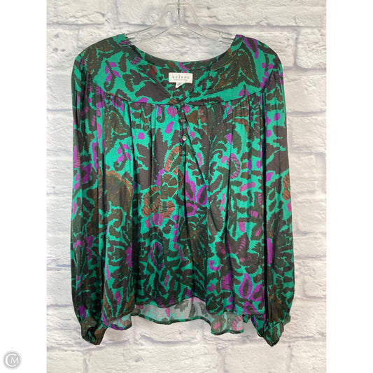 Blouse Long Sleeve By Velvet By Graham & Spencer In Black & Green, Size: M