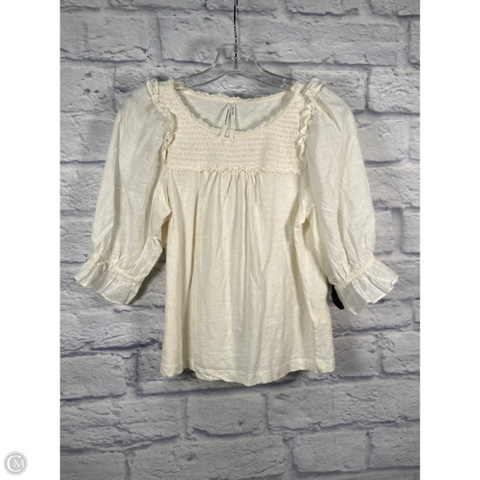 Blouse Short Sleeve By Anthropologie In Cream, Size: S