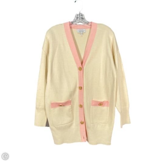 Sweater Cardigan By Clothes Mentor In Cream & Pink, Size: S