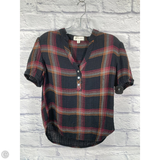 Top Short Sleeve By Cloth & Stone In Black & Pink, Size: Xs