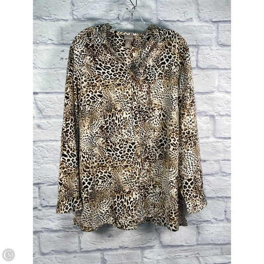 Blouse Long Sleeve By Chicos In Animal Print, Size: Xl