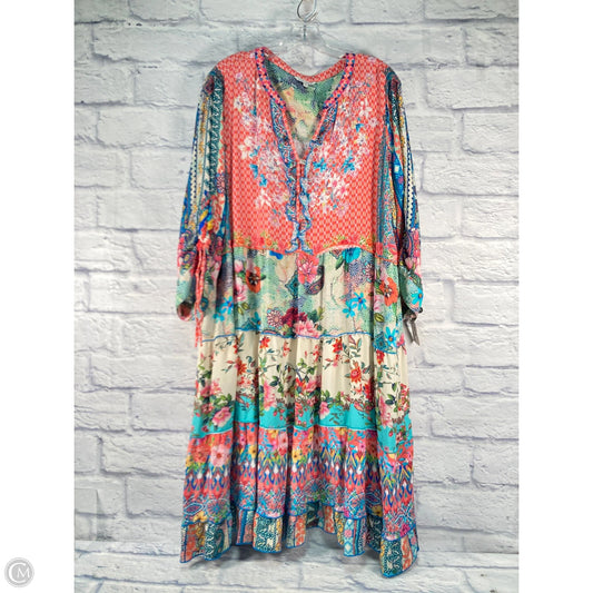 Dress Casual Midi By John Mark In Floral Print, Size: 1x
