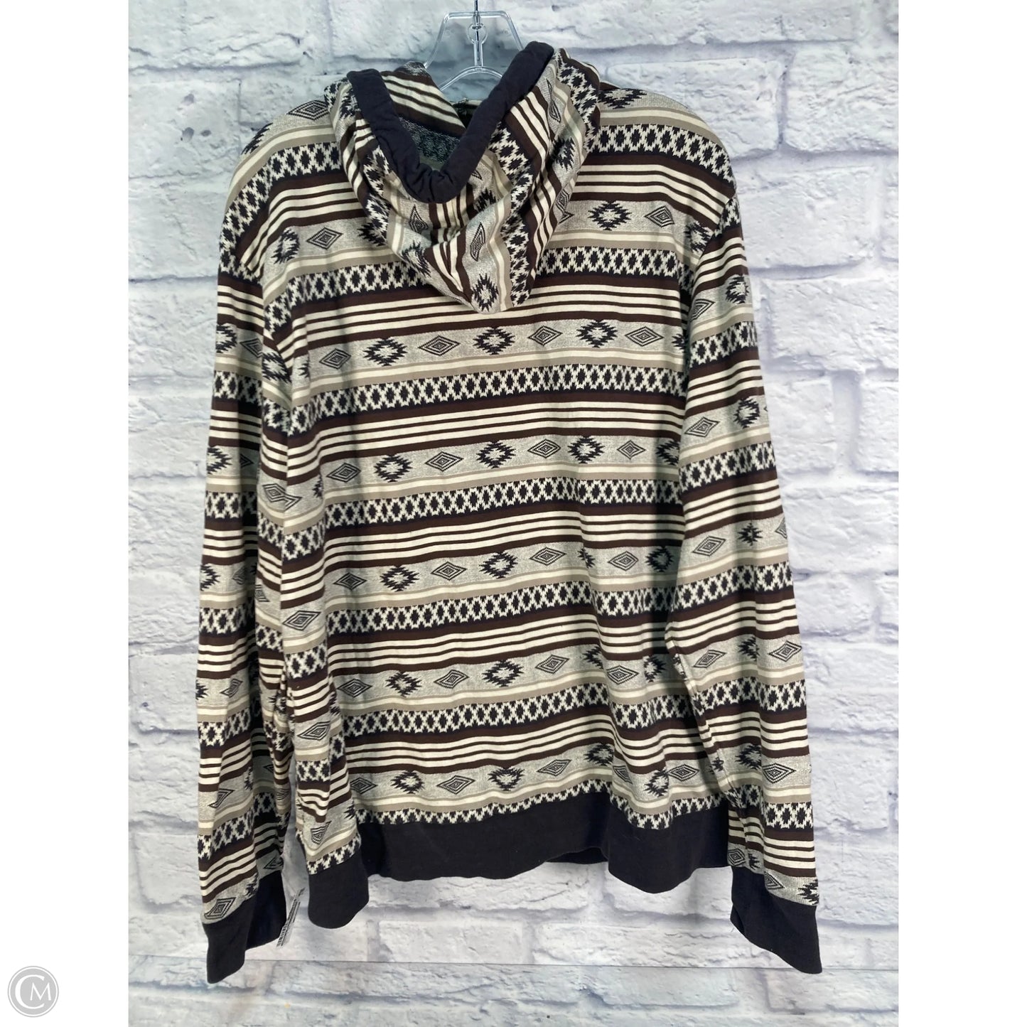 Sweatshirt Hoodie By Rock & Roll In Brown & Cream, Size: L