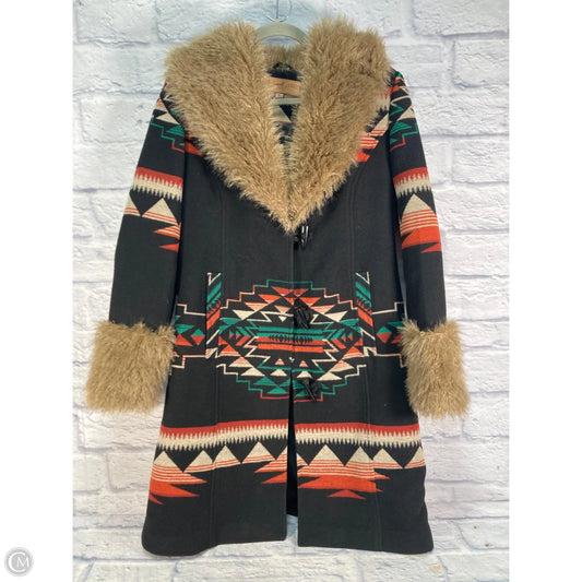 Coat Faux Fur & Sherpa By Clothes Mentor In Black & Brown, Size: S