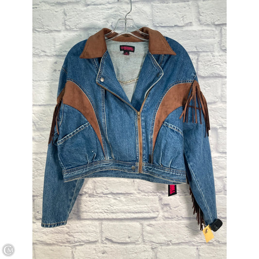 Jacket Denim By Rock & Roll In Blue & Brown, Size: M