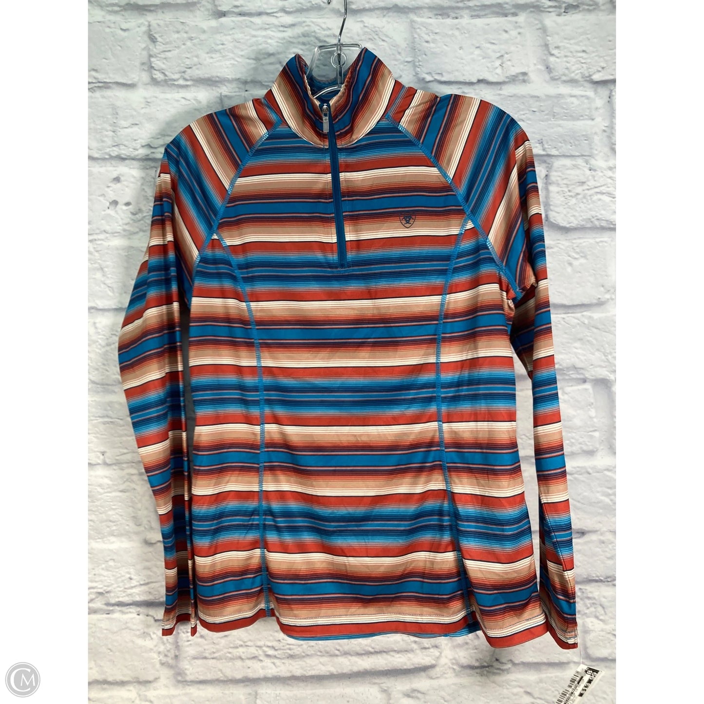Athletic Top Long Sleeve Collar By Clothes Mentor In Blue & Brown, Size: M