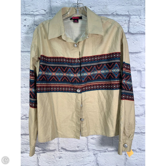 Top Long Sleeve By Rock & Roll In Cream, Size: M