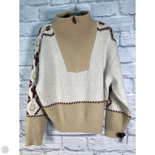 Sweatshirt Collar By Ariat In Tan & White, Size: L