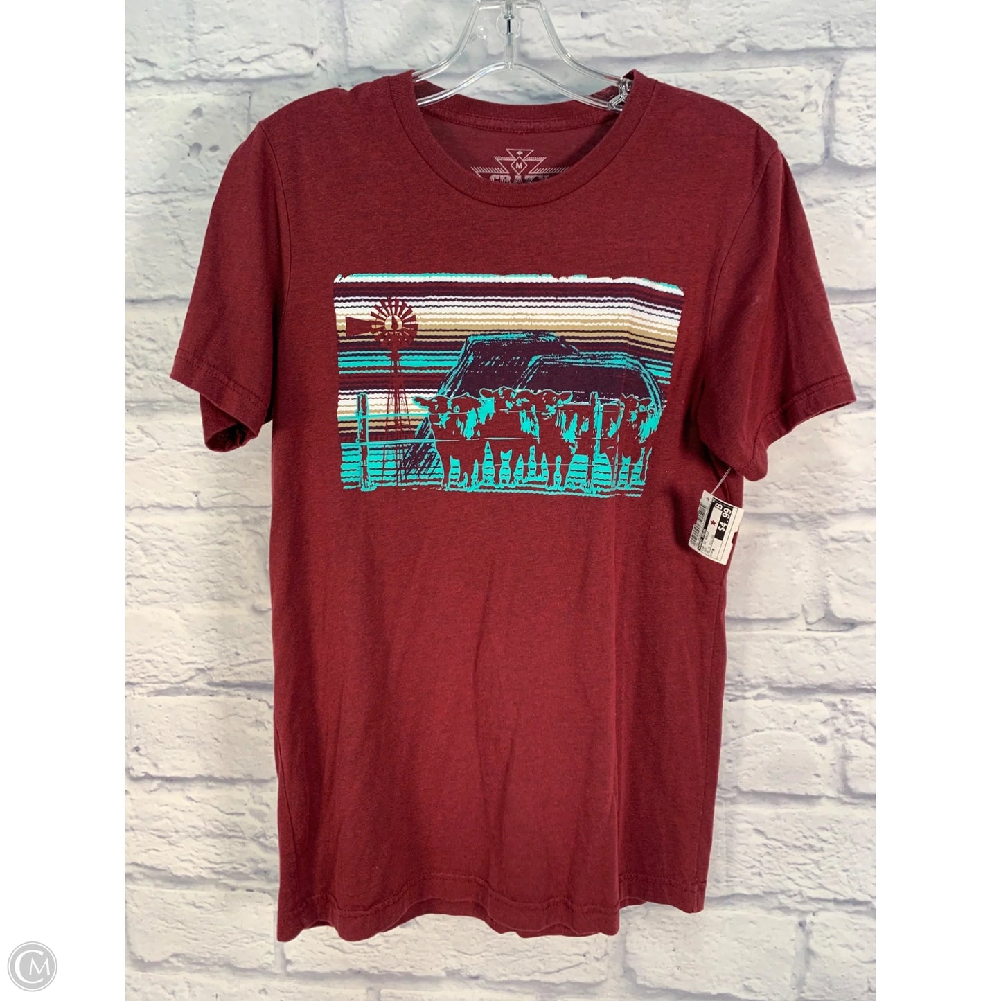 Top Short Sleeve Basic By Crazy Train In Red, Size: M