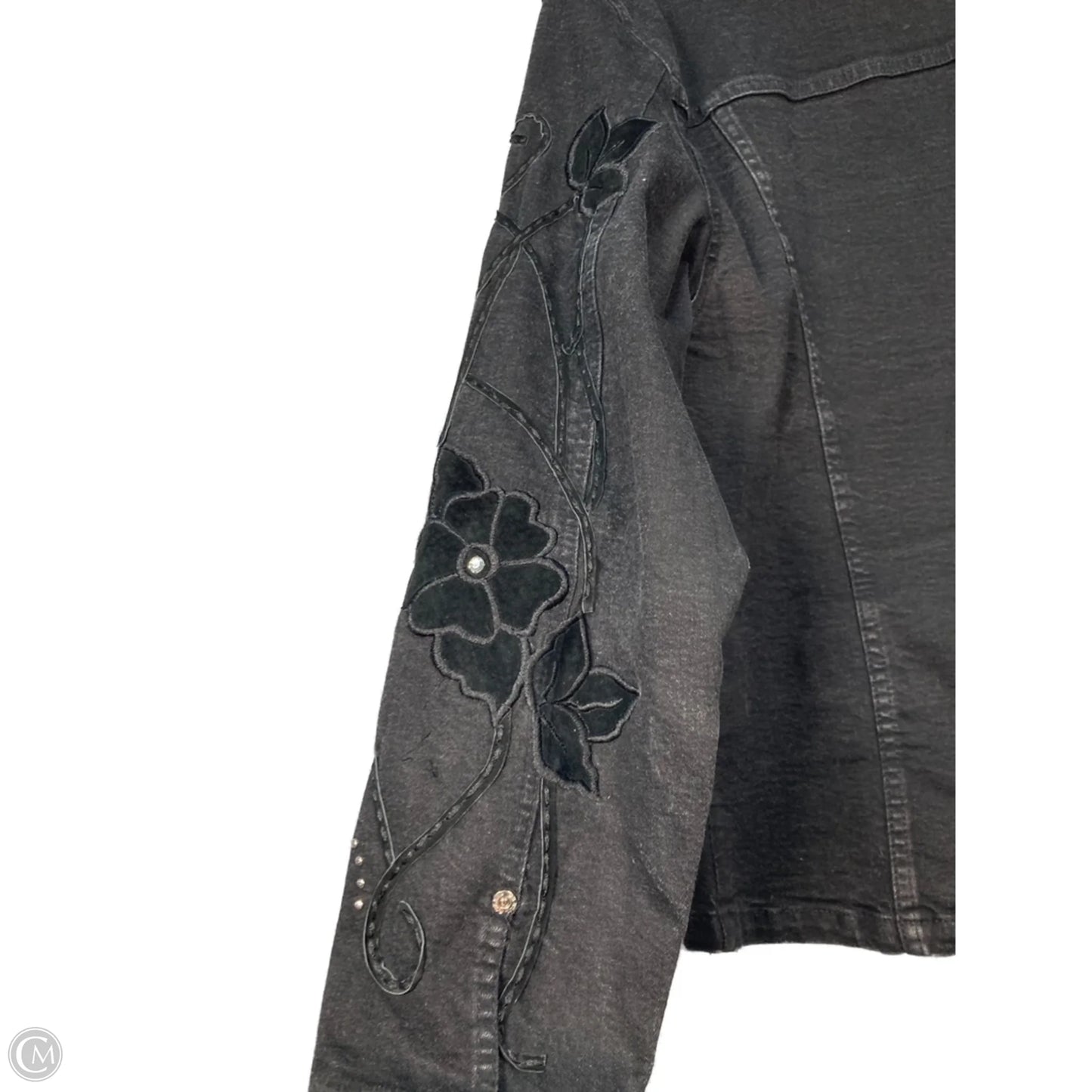 Jacket Denim By Clothes Mentor In Black, Size: L