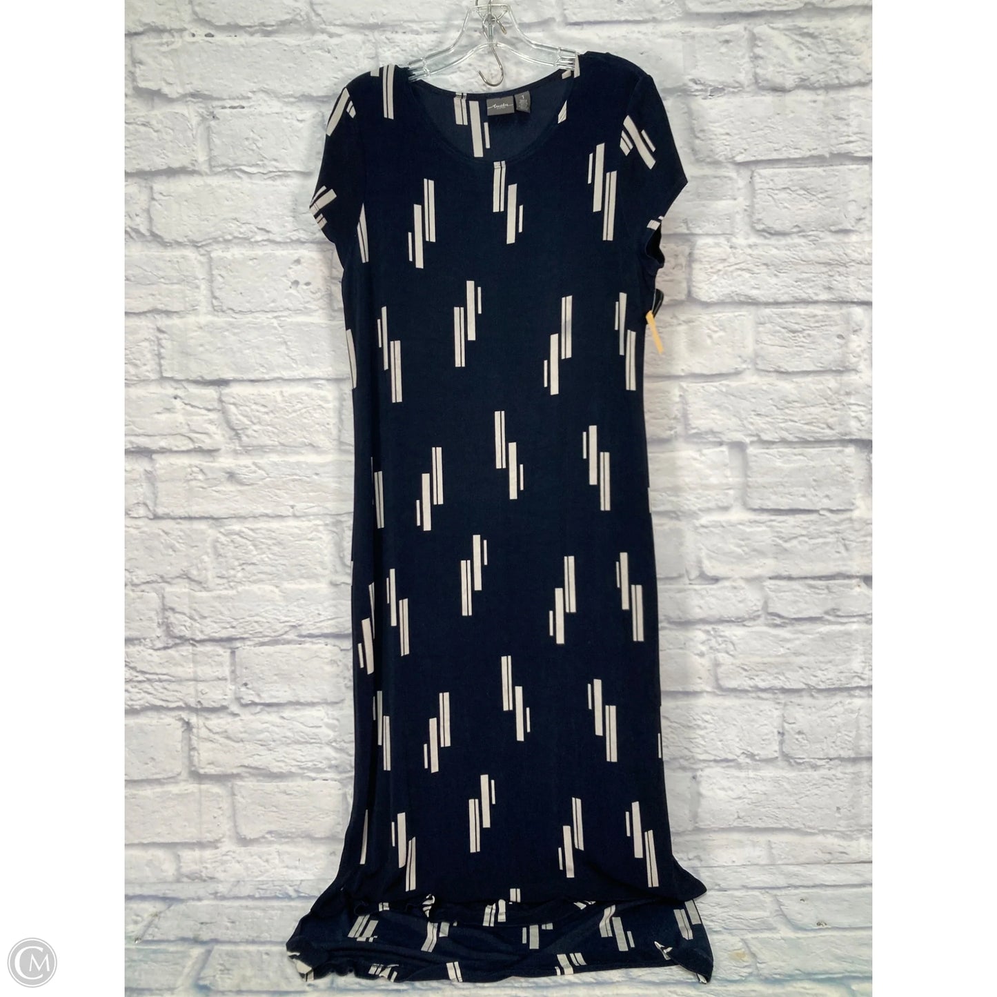 Dress Casual Maxi By Chicos In Blue & Cream, Size: M