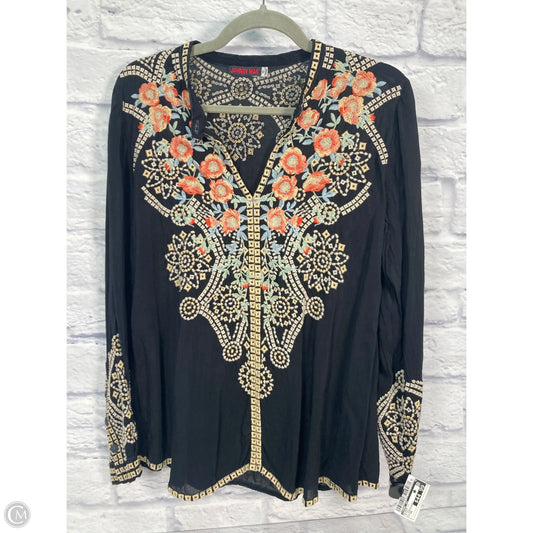 Blouse Long Sleeve By Johnny Was In Black, Size: Xs