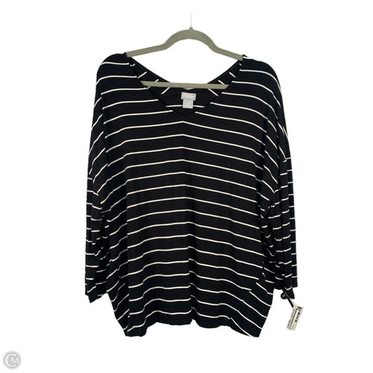 Top Short Sleeve By Chicos In Black & White, Size: L
