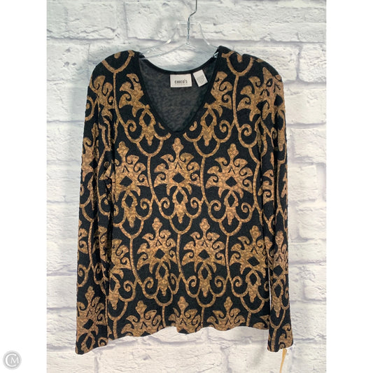 Top Long Sleeve By Chicos In Black & Brown, Size: L