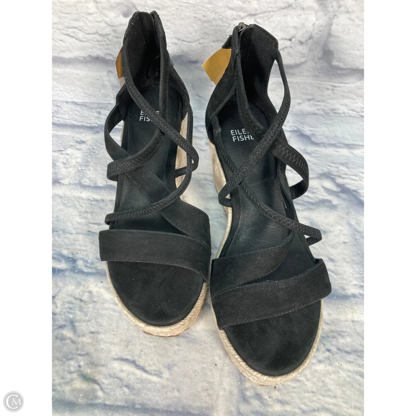 Sandals Heels Wedge By Eileen Fisher In Black, Size: 6.5