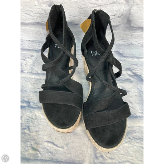 Sandals Heels Wedge By Eileen Fisher In Black, Size: 6.5
