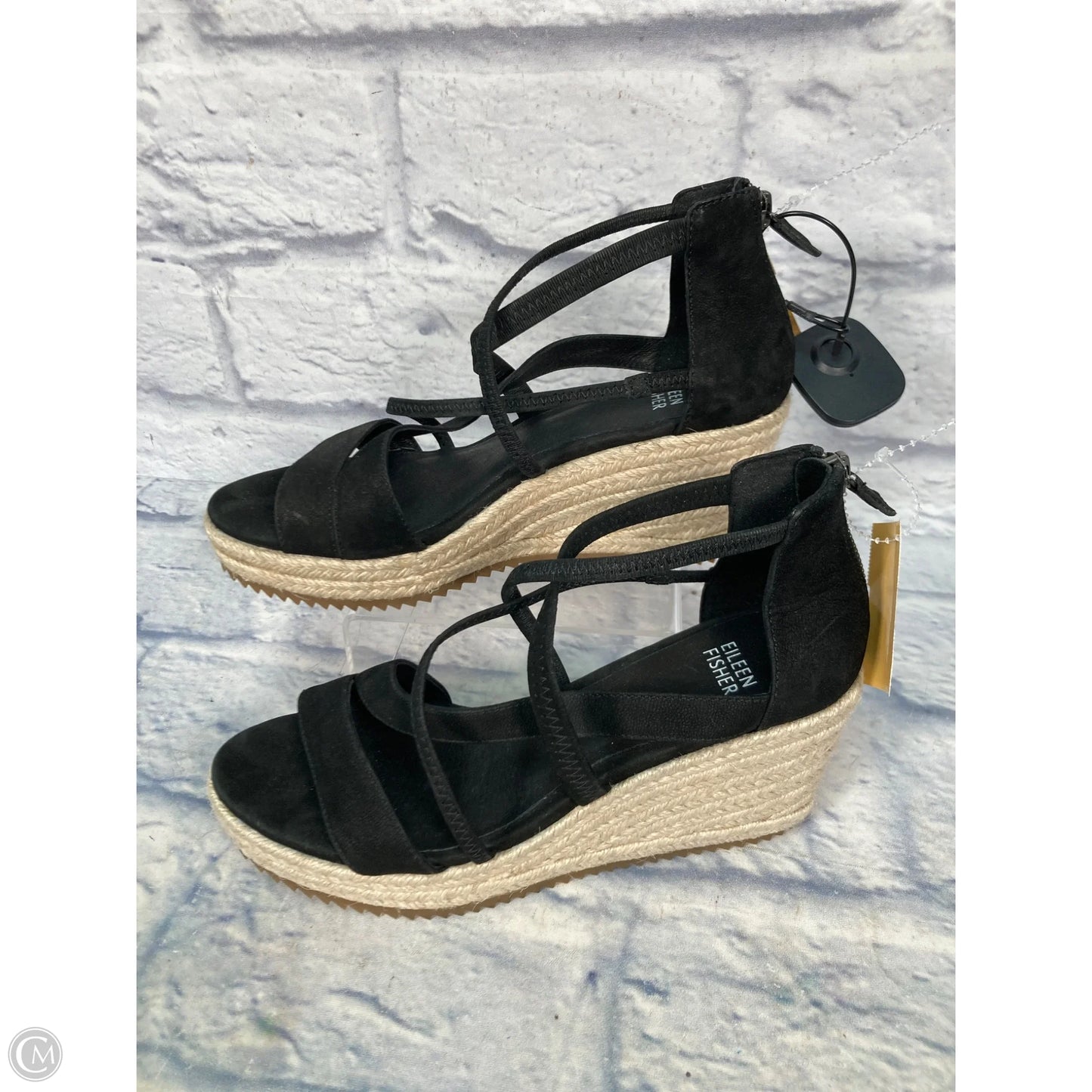 Sandals Heels Wedge By Eileen Fisher In Black, Size: 6.5