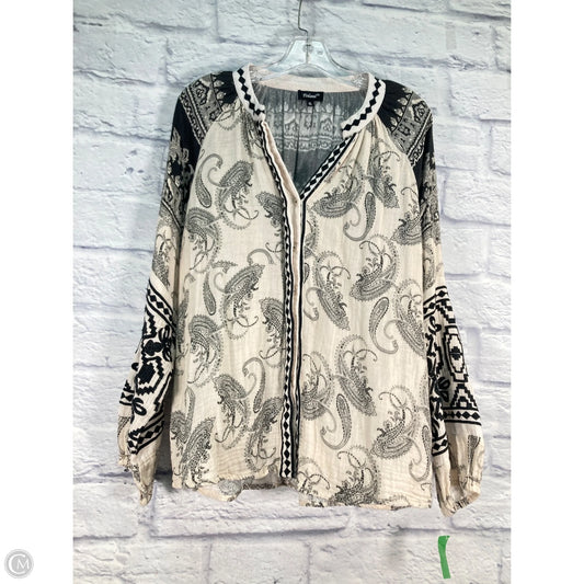 Top Long Sleeve By Tolani In Black & Cream, Size: Xl