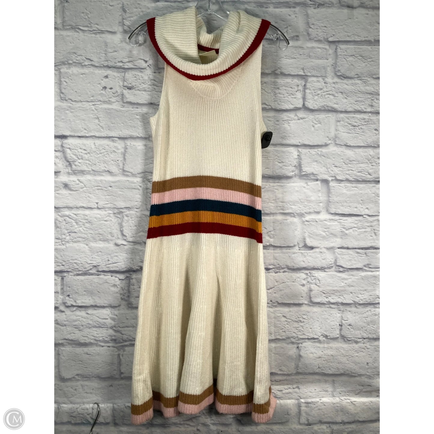 Dress Sweater By Maeve In Cream & Red, Size: M
