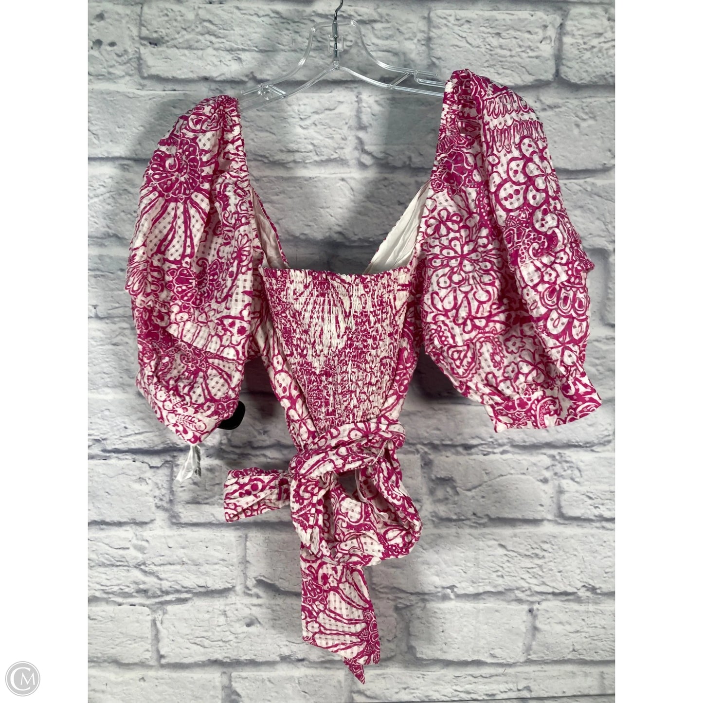 Top Short Sleeve By Maeve In Pink & White, Size: M