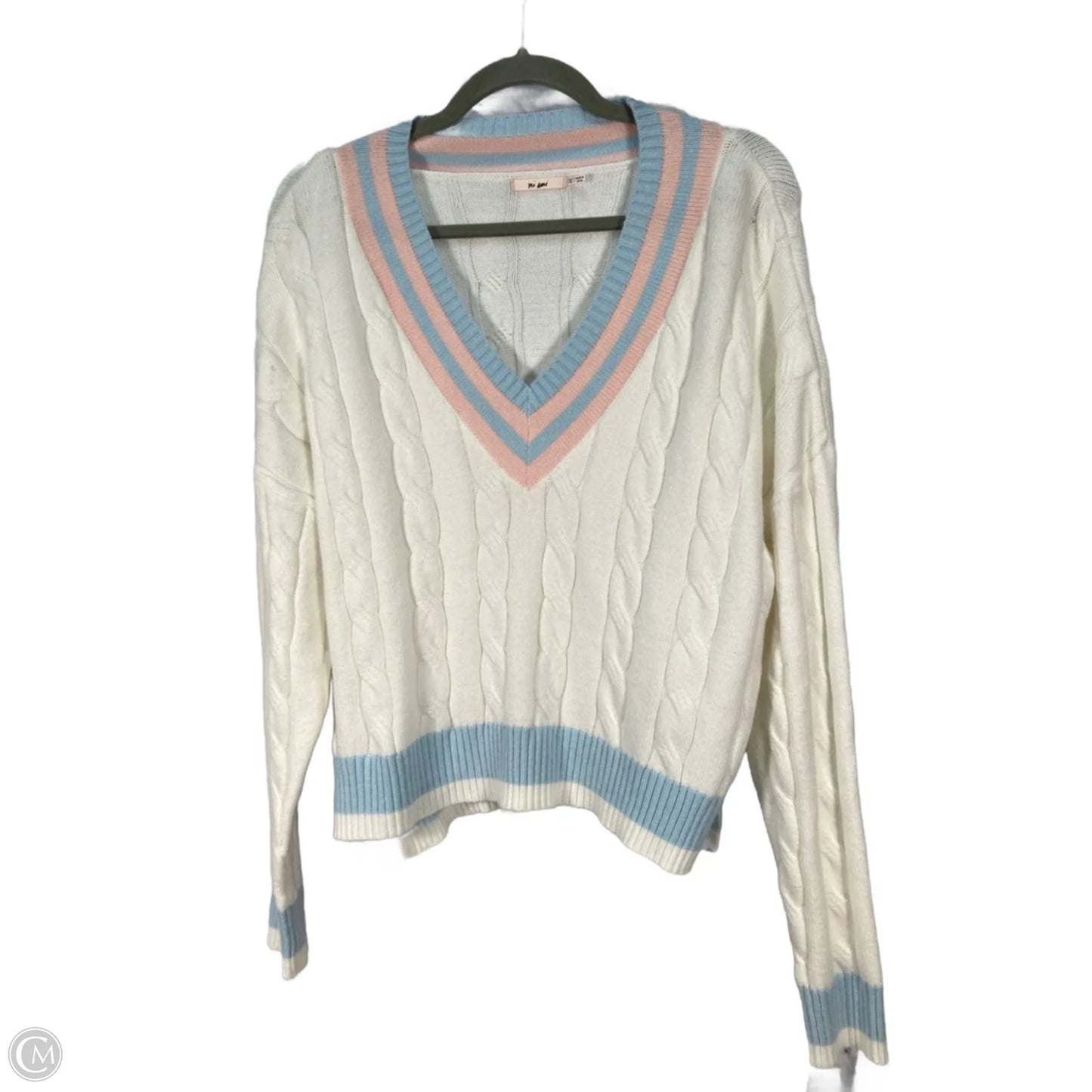 Sweater By Mi Ami In Blue & White, Size: L