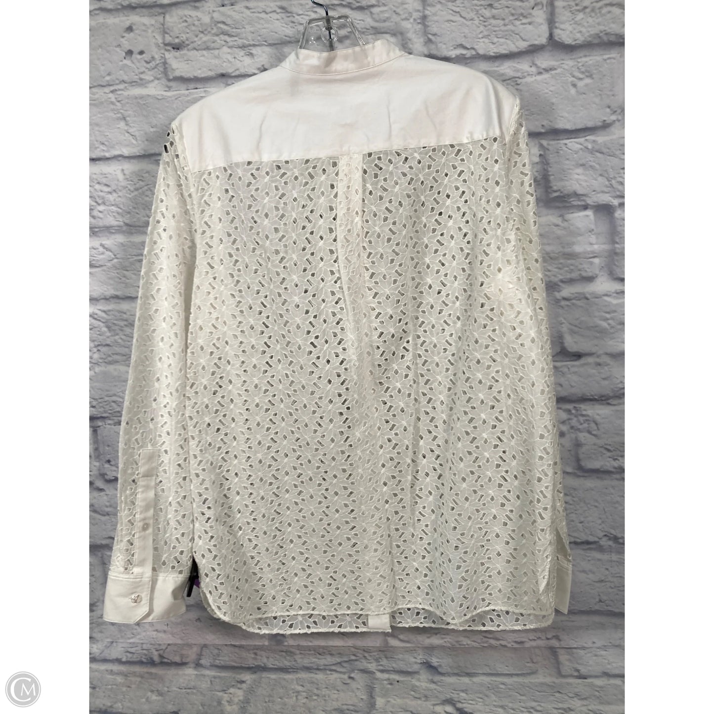 Blouse Long Sleeve By Theory In Cream, Size: L