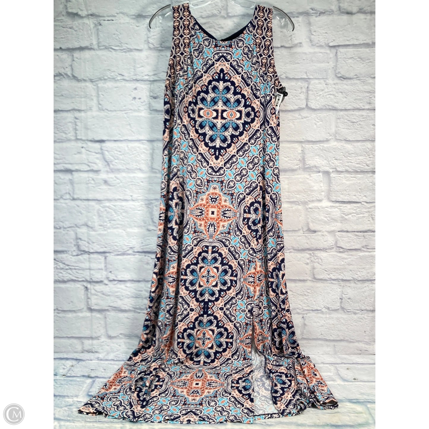 Dress Casual Maxi By Chicos In Blue & Orange, Size: L