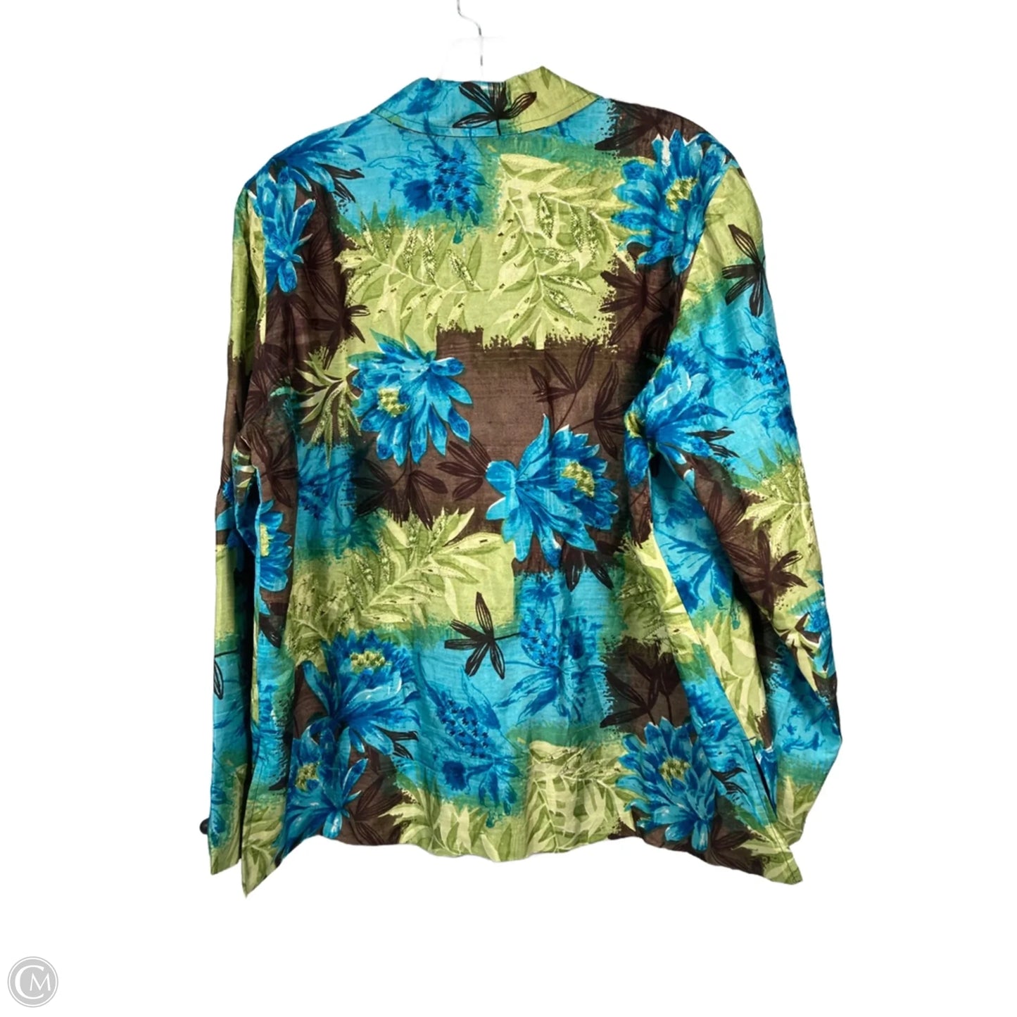 Top Long Sleeve By Chicos In Blue & Brown, Size: Xl