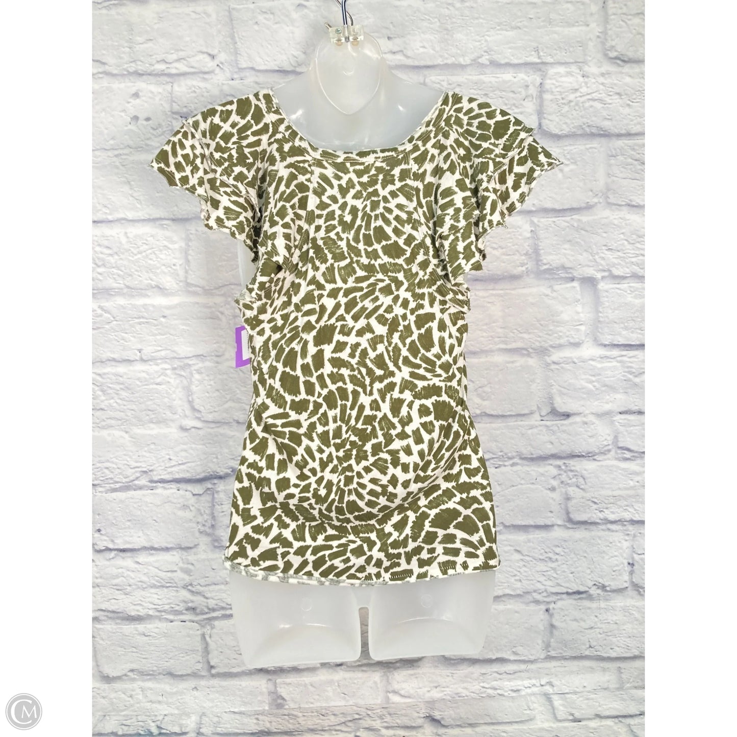Top Short Sleeve Basic By Maeve In Cream & Green, Size: Xs
