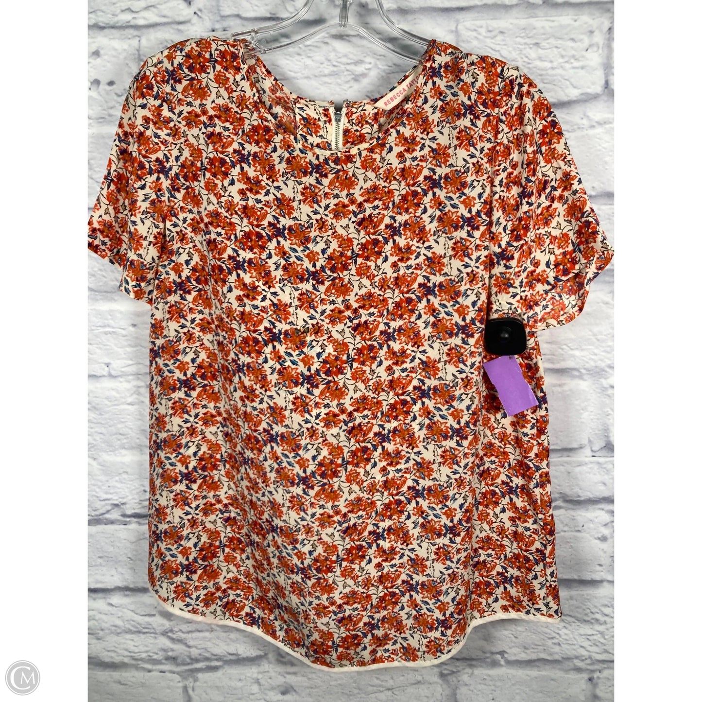 Top Short Sleeve By Rebecca Taylor In Blue & Orange, Size: M