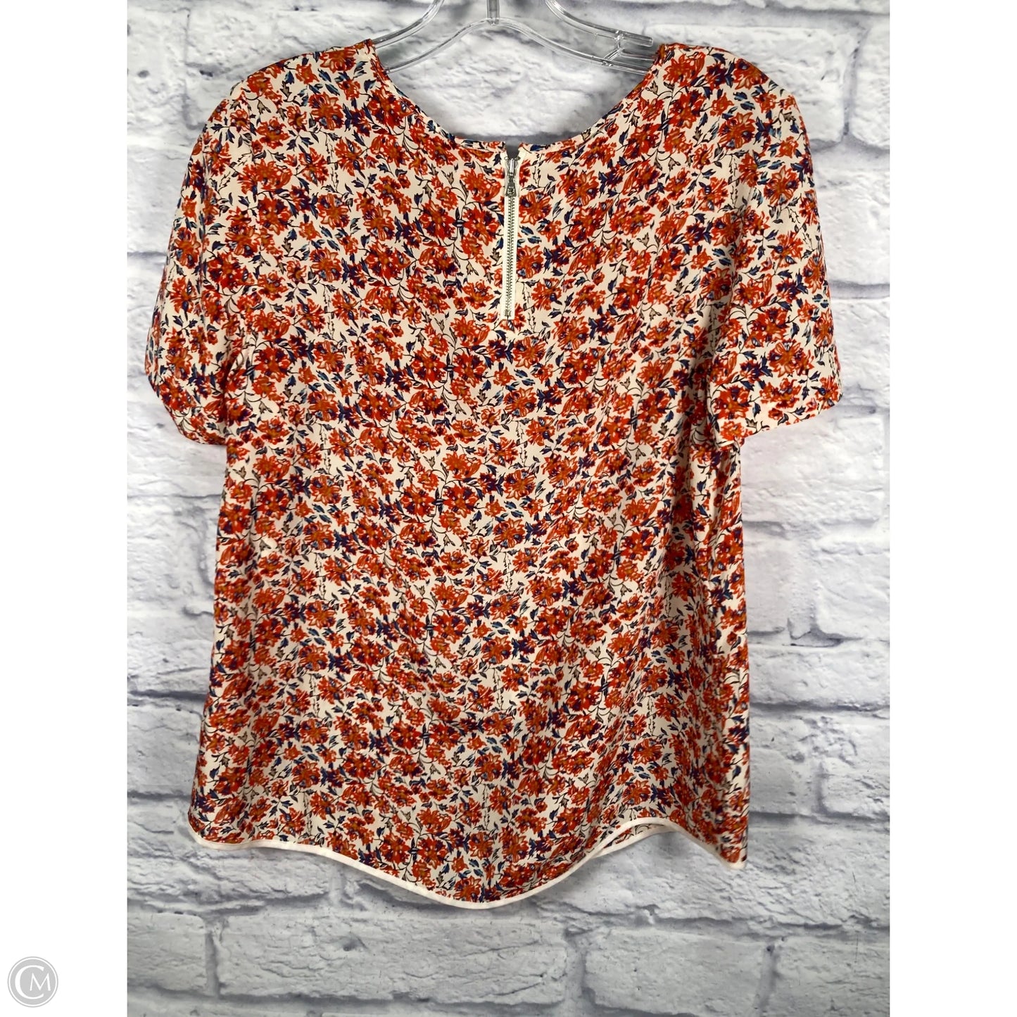 Top Short Sleeve By Rebecca Taylor In Blue & Orange, Size: M