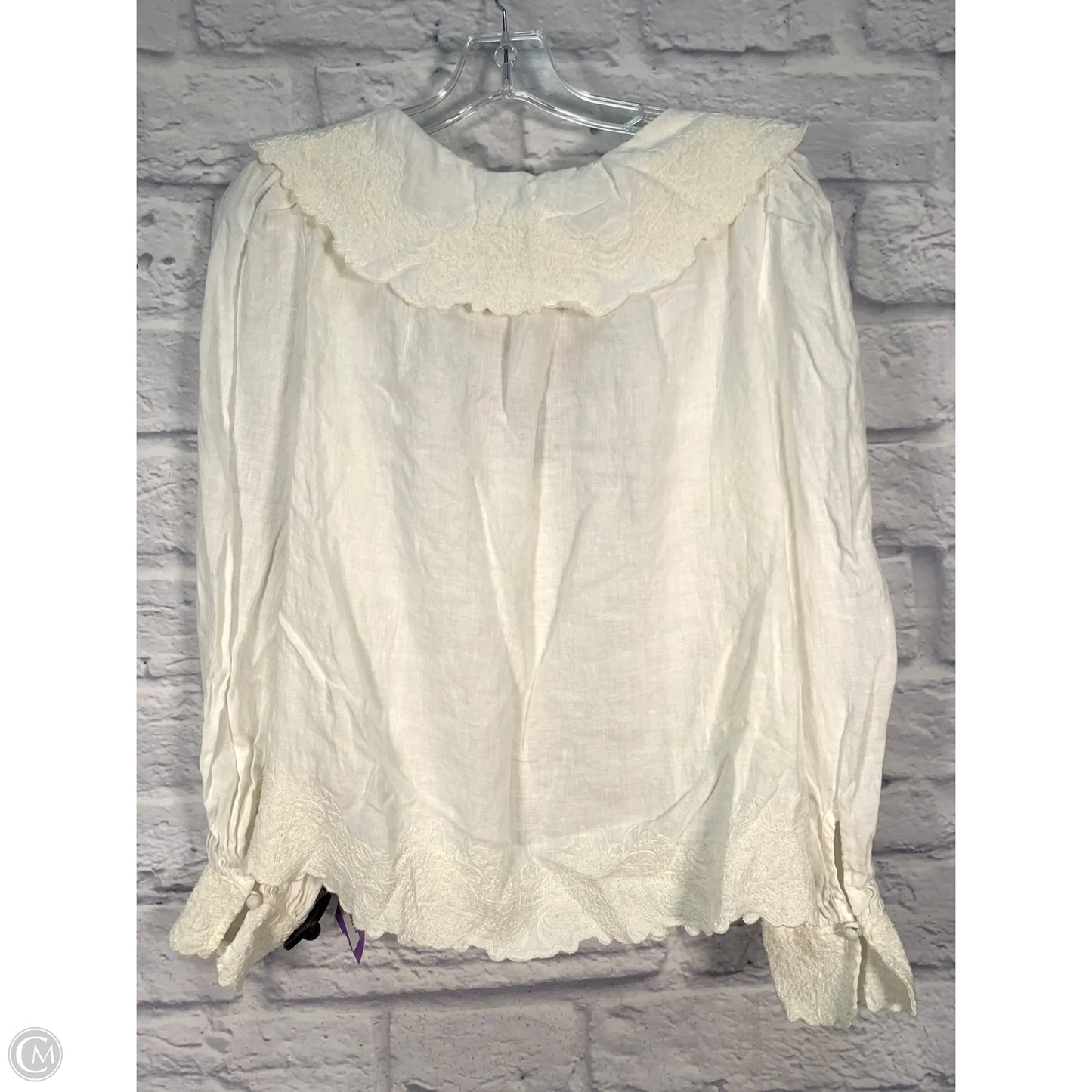 Top Long Sleeve By Anthropologie In Cream, Size: M