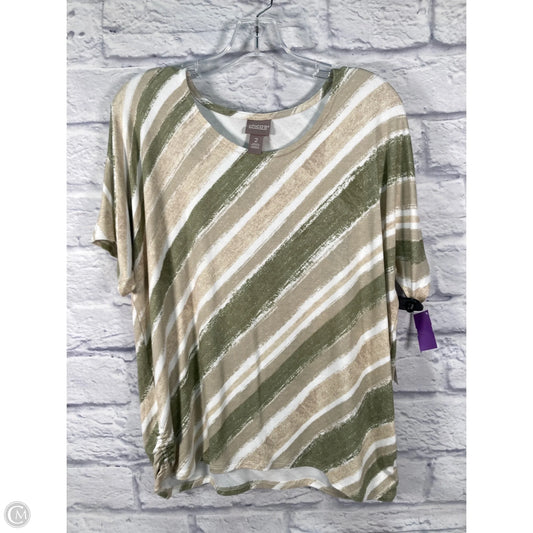 Top Short Sleeve By Chicos In Cream & Green, Size: L