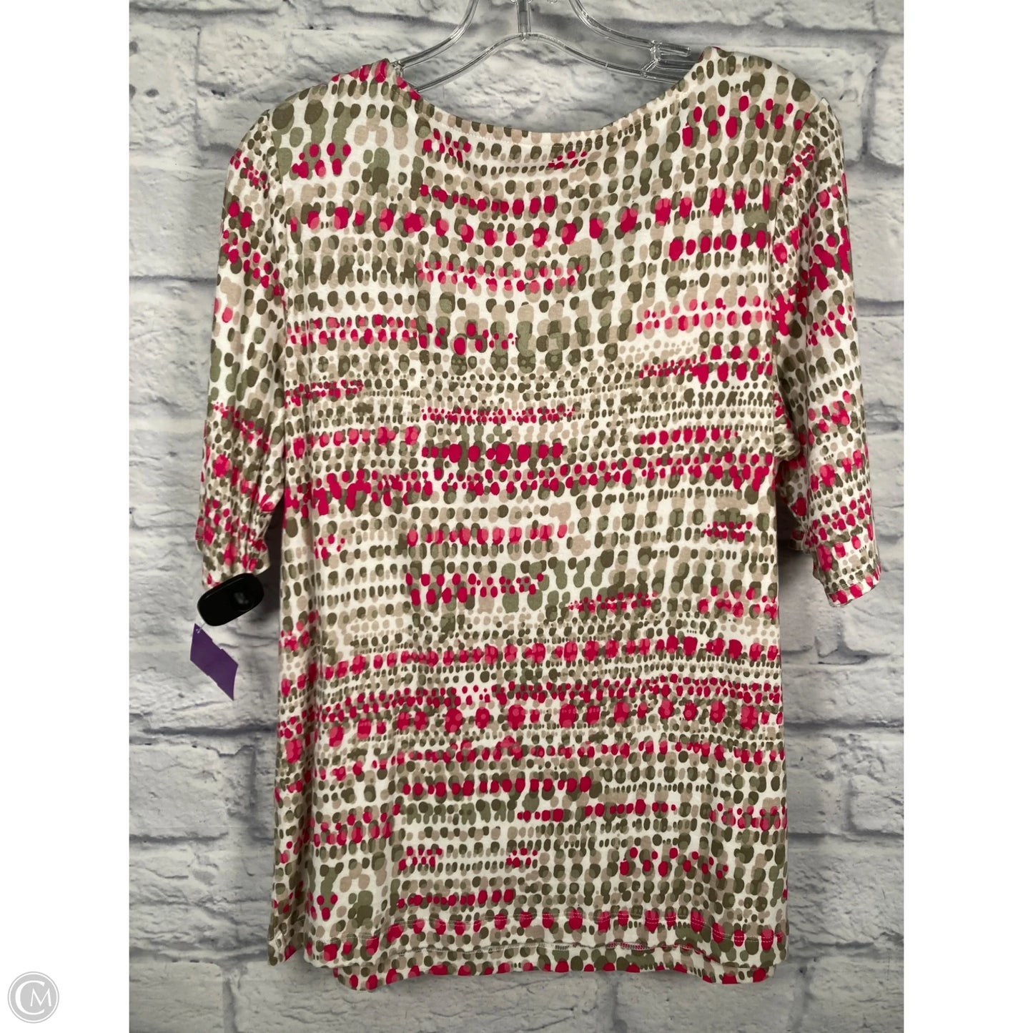 Top Short Sleeve By Chicos In Green & Pink, Size: L
