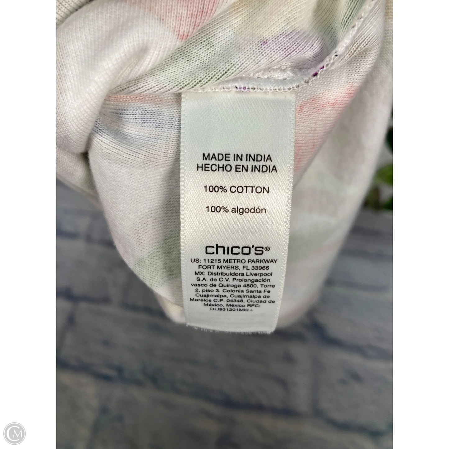Top Short Sleeve By Chicos In Green & White, Size: Xl