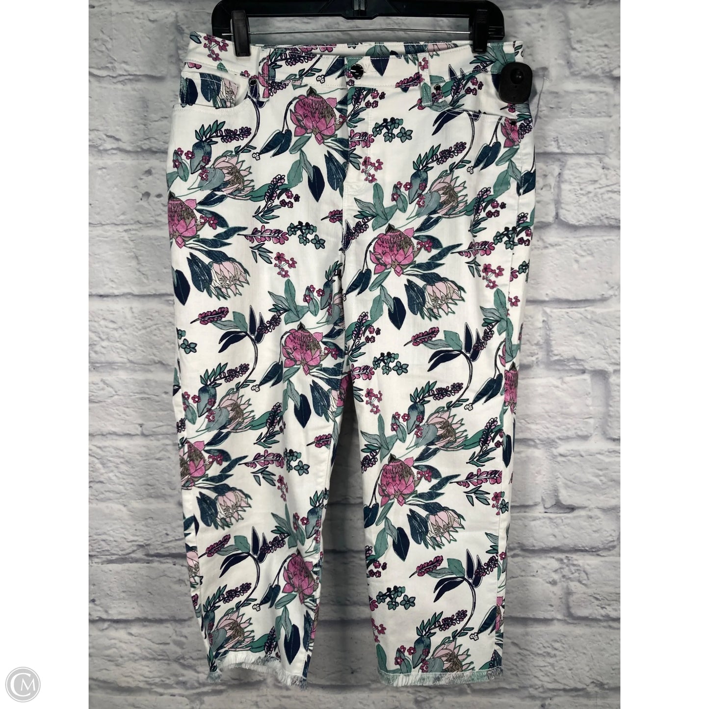 Jeans Cropped By Chicos In Pink & White, Size: 10
