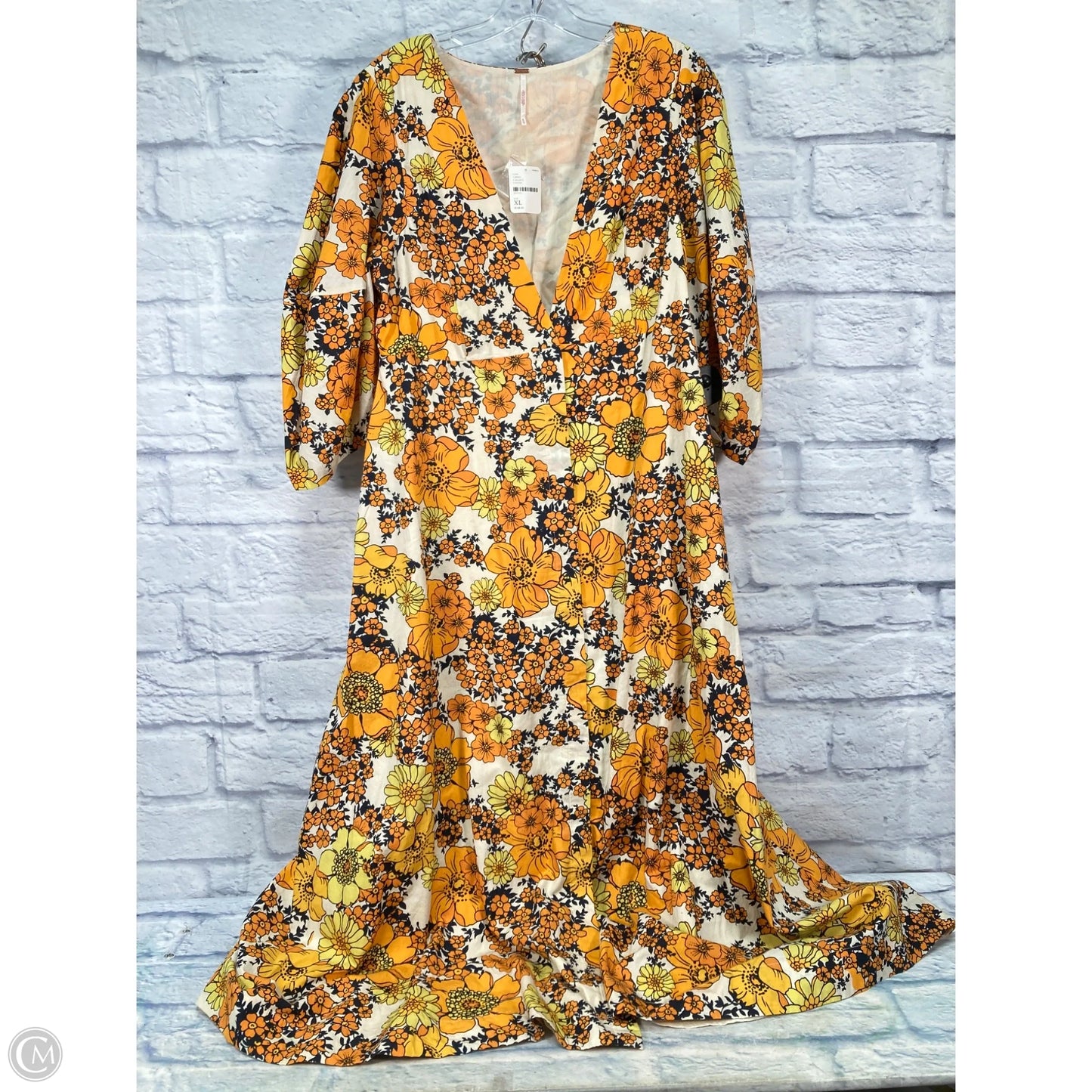 Dress Casual Maxi By Free People In Orange & Yellow, Size: Xl