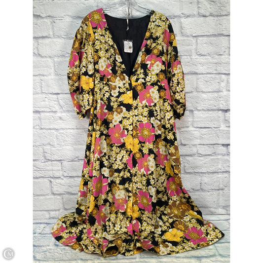 Dress Casual Maxi By Free People In Black & Yellow, Size: Xl