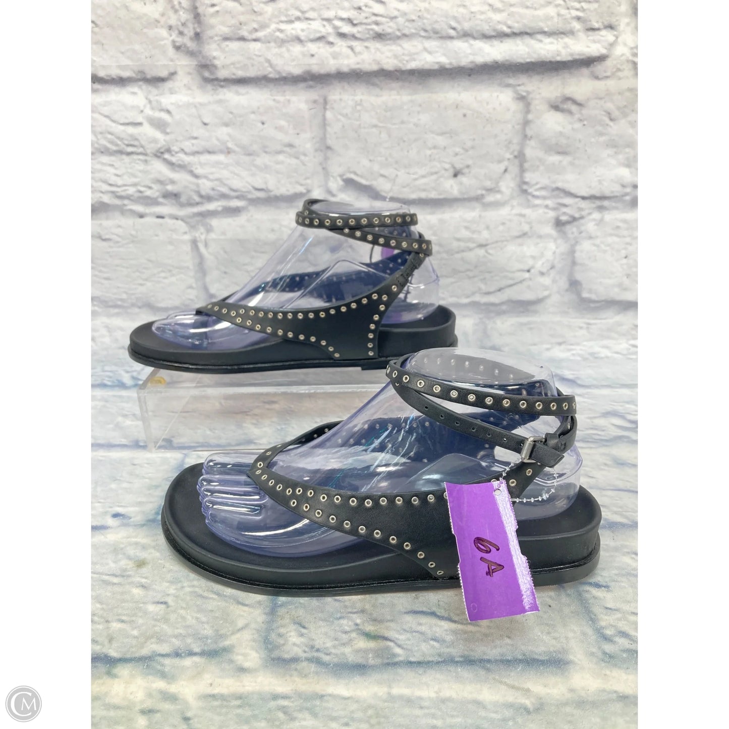 Sandals Flats By Madewell In Black & Silver, Size: 7.5