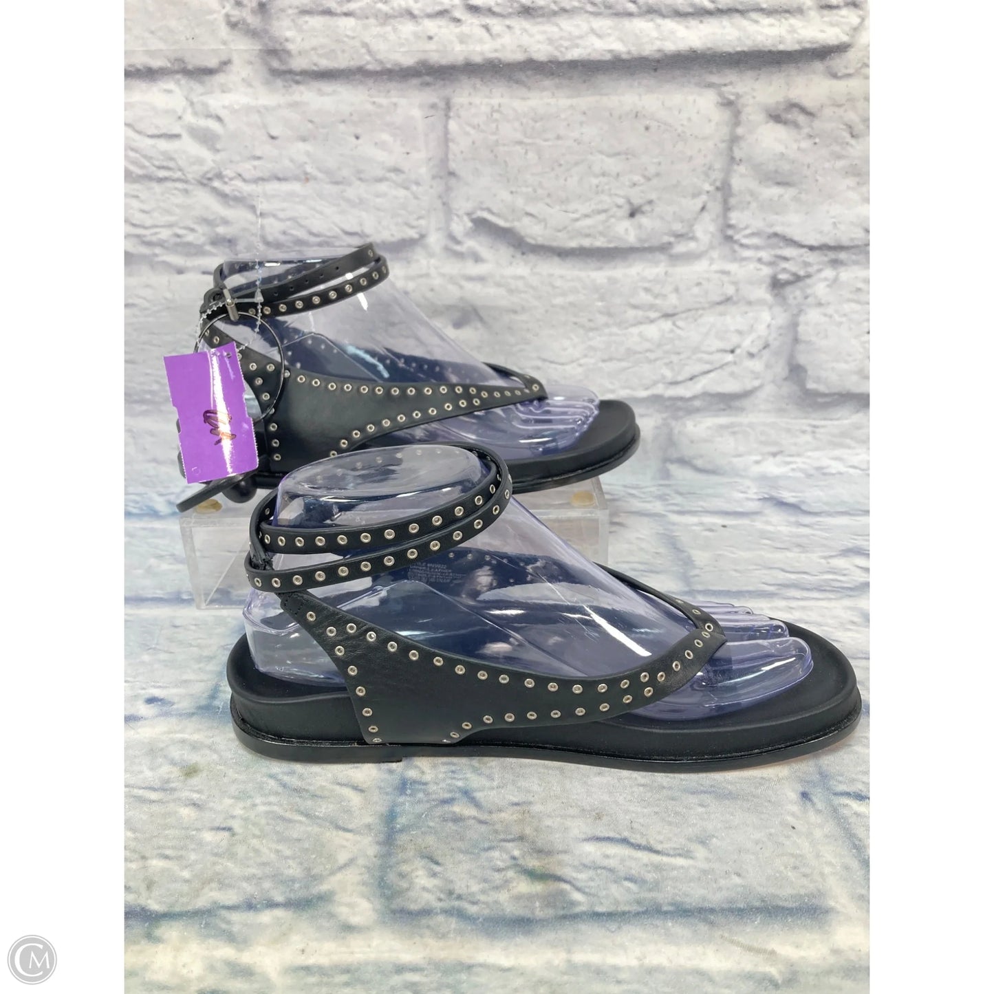 Sandals Flats By Madewell In Black & Silver, Size: 7.5