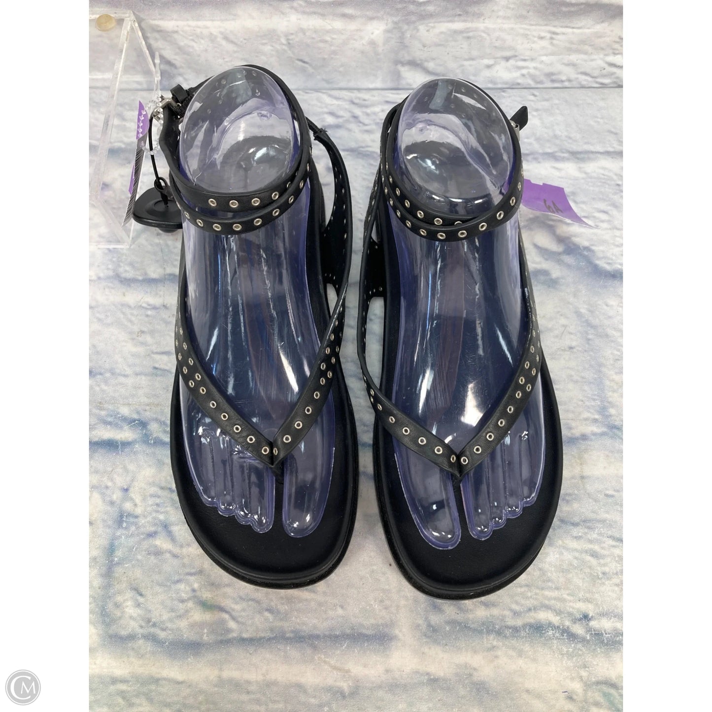 Sandals Flats By Madewell In Black & Silver, Size: 7.5