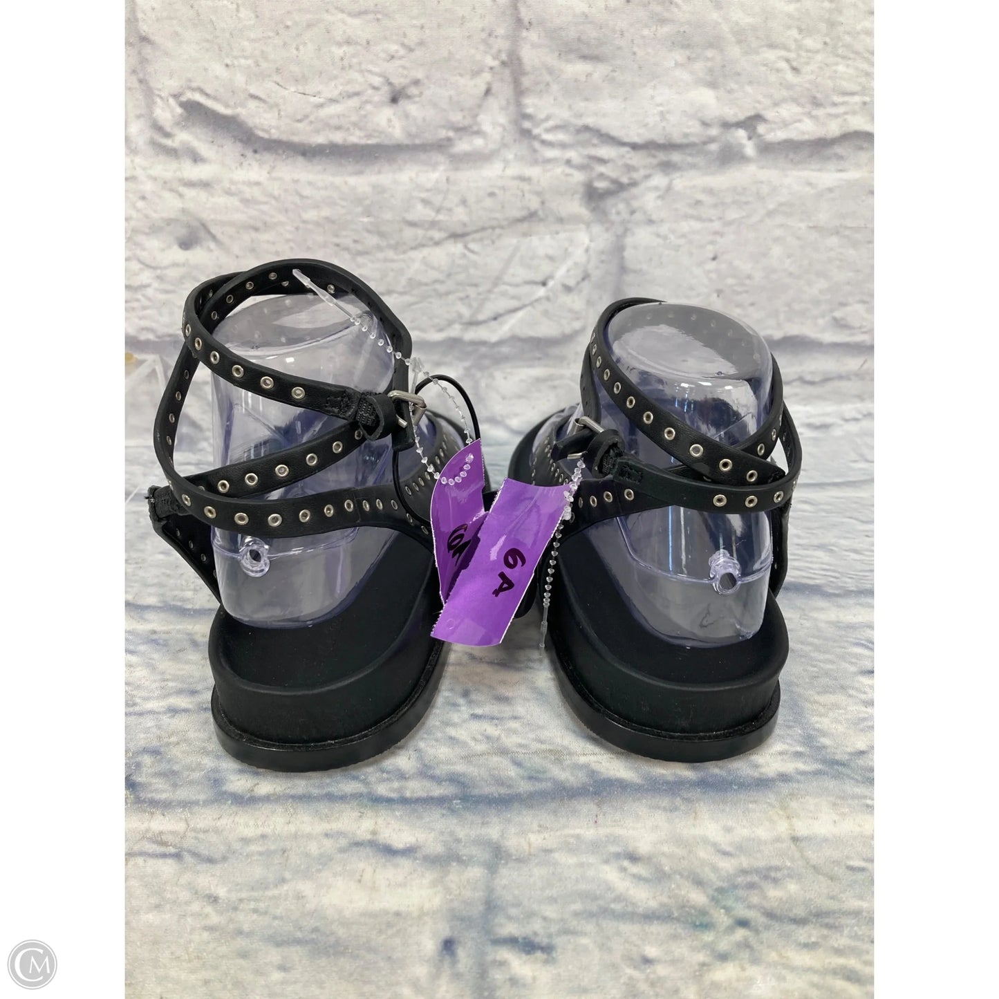 Sandals Flats By Madewell In Black & Silver, Size: 7.5