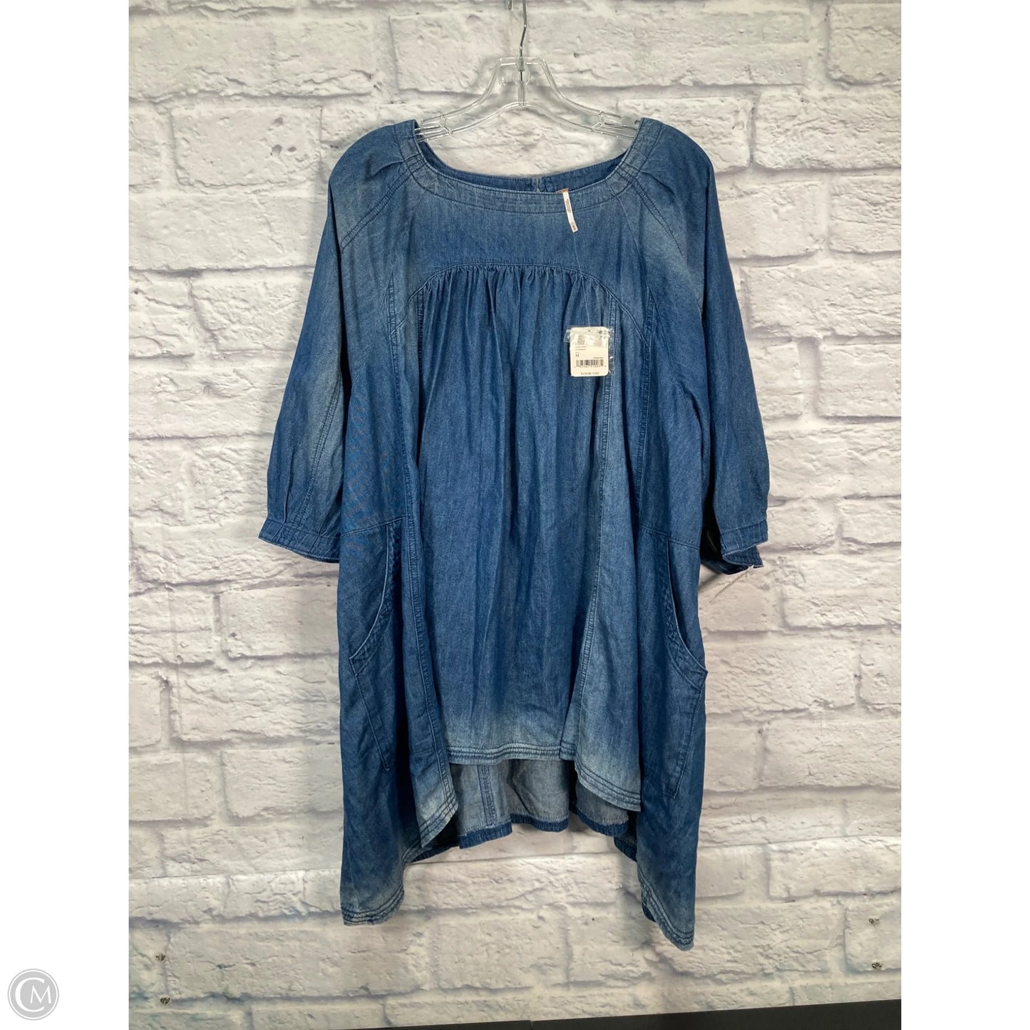 Tunic Short Sleeve By Free People In Blue Denim, Size: M