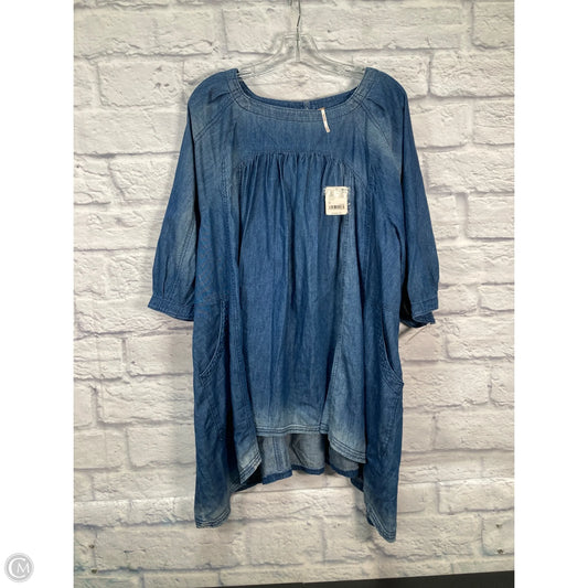 Tunic Short Sleeve By Free People In Blue Denim, Size: M